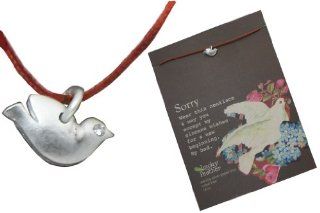 Lucky Feather "I'm Sorry" Lucky Red String Dove of Peace Greeting Card Necklace: Jewelry