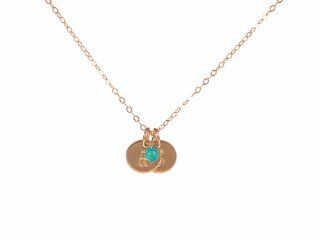 Tiny Gold Two Initial Necklace Choose Gemstone   14k Gold Filled Dainty Discs, Personalized Custom Monogram Necklace: Jewelry