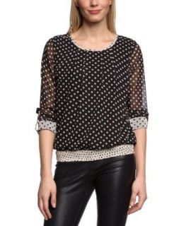 VERO MODA Damen Langarmshirt 10107068 SELINAS MARIE DICTE DOT 3/4, Rundhals: Bekleidung