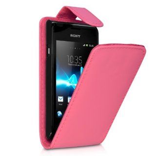 Sony Xperia E Tasche Hei Rosa PU Leder Flip Hlle: Elektronik