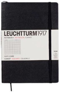 LEUCHTTURM1917 310337 Notizbuch Medium (A5), Softcover, 121 Seiten, schwarz, kariert: Bürobedarf & Schreibwaren