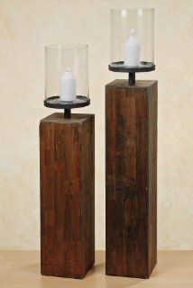 WOOD WINDLICHT Holz mit Glaseinsatz zwei Gren tolles Deko Objekt, Windlicht:Hhe 125 cm: Küche & Haushalt