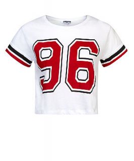 Teens White 96 Crop T Shirt