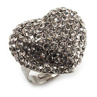 ppiger "Herz" Ring mit transparentem Strass im Diamant Design (Silberfarben): Schmuck