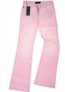 JUST CAVALLI "Sweety" Damen Logo Bootcut Jeans Used Look (Rosa/Pink): Bekleidung