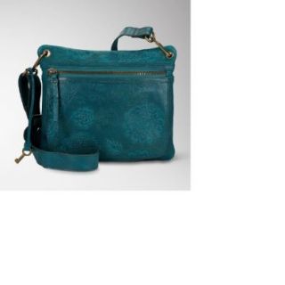 FOSSIL Damen Handtasche Umhngetasche aus trkisblauem Leder 'Sasha Embossed Crossbody'   ZB2989441: Schuhe & Handtaschen