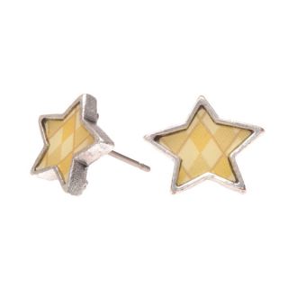 Silvertone and Yellow Star Stud Earrings   Shopping   Big