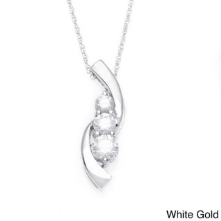 Miadora 10k White Gold 1/2ct TDW Diamond Journey Necklace (G H, I2 I3)