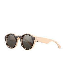 MYKITA + Maison Margiela Round Brow Bar Sunglasses, Nude/Black