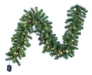 6 ft. Battery Operated Douglas Fir Garland with White LED Lights and ON OFF Timer