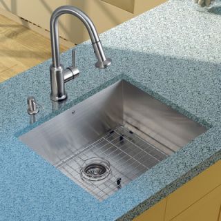 Vigo 23 x 20 Undermount Kitchen Sink with Faucet, Grid, Strainer and