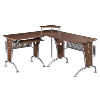 Loft style Tempered Glass L shaped Computer Desk