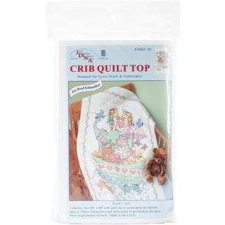 Delightful Commemorative Stamped White Quilt Top for Crib