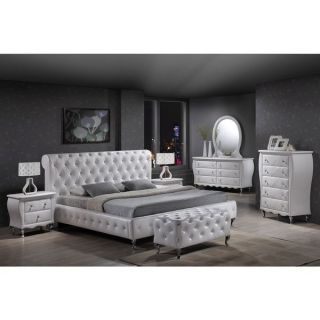 Williams Home Furnishing Leatherette Tufted Crystal Bed Set