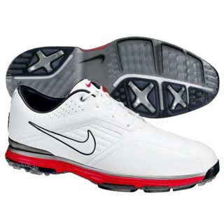 Nike Mens Lunar Prevail White/ Silver/ Red Golf Shoes  