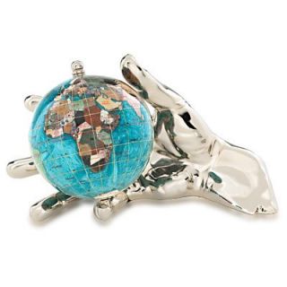 Kalifano Bahama Blue 4 in. World In Your Hand Gemstone Globe   Globes