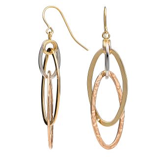 Fremada 10k Tri color Gold Overlapping Ovals Dangle Earrings