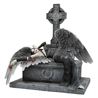 Design Toscano 9.5 in. Mistress of the Crypt Gothic Angel Statue   Sculptures & Figurines
