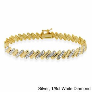 Finesque Gold or Silverplated Diamond Accent S Design Bracelet (I J
