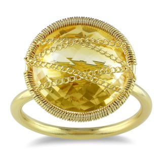Miadora 14k Yellow Gold Plated Silver Chain Wrapped Citrine Ring