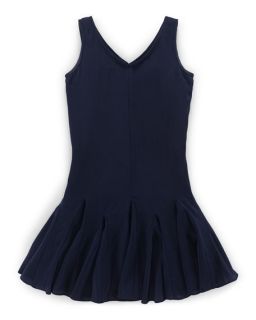 Ralph Lauren Childrenswear Sleeveless Silk Fit and Flare Dress, Aviator Navy, Size 2T 6X