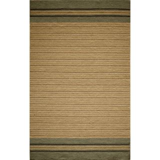 Danville Simple Stripe Reversible Flat Weave Wool Dhurry Area Rug (36