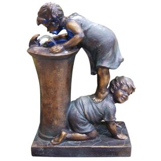 Boy and Girl Drinking Fiberglass and Resin Fountain