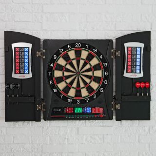Halex Cricketview 2DX BristleTech Dart Board with Integrated Wood Cabinet