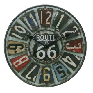 22 inch Route 66 Metal Clock with License Plate Design  