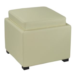 Safavieh Bobbi Tray Off white Bicast Leather Storage Ottoman