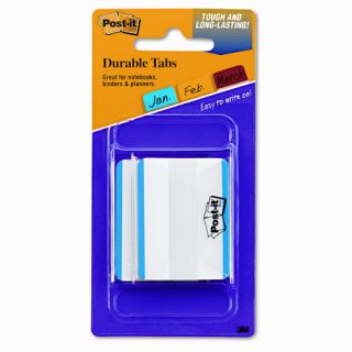 Durable Tabs, 2w x 1 1/2h, Blue/White, 50/pack