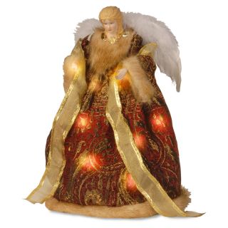 16 in. Burgundy Pre Lit LED Christmas Angel Tree Topper   Christmas Decorative Accents