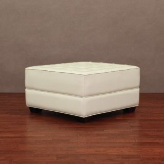 Button tufted Creme Leather Ottoman  ™ Shopping   Great