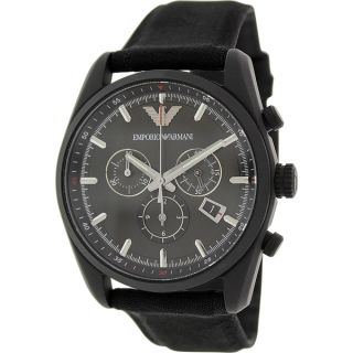 Emporio Armani Mens Sportivo AR5994 Black Leather Analog Quartz Watch