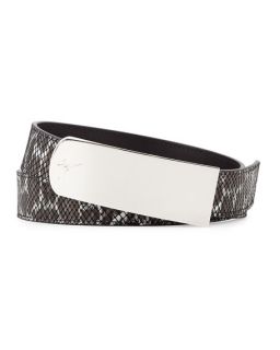 Giuseppe Zanotti Embossed Leather Belt, Black