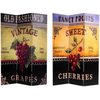 Canvas Double sided Grapes and Cherries Room Divider (China)