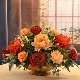Rose and Peony Large Silk Flower Centerpiece by Floral Home Decor
