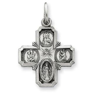 Sterling Silver Antiqued 4 way Medal Pendant