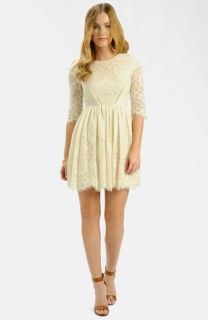 LABEL by five twelve Pleat Detail Lace Fit & Flare Dress