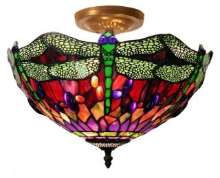 Warehouse of Tiffany Dragonfly 305C+SF10 Semi Flush Light   Semi Flush Mount Lights