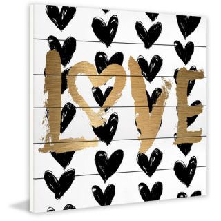 Black Hearts in Rows Painting Print by Marmont Hill