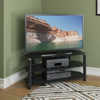 CorLiving TRA 703 T Trinidad Glass TV / Component Stand   Black   TV Stands