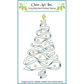 Class Act Cling Mounted Rubber Stamp 3"X5.5" Ribbon Tree