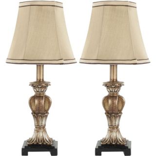 Safavieh Indoor August Gold Silk 1 light Table Lamps (Set of 2