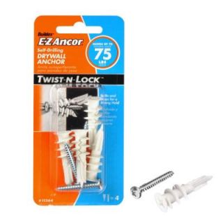 E Z Ancor Twist N Lock 75 lb. #8 x 1 1/4 in. Philips Zinc Plated Nylon Flat Head Drywall Anchors with Screws (4 Pack) 11364