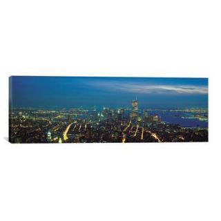 iCanvas Panoramic New York Skyline Cityscape Photographic Print on Canvas in Night