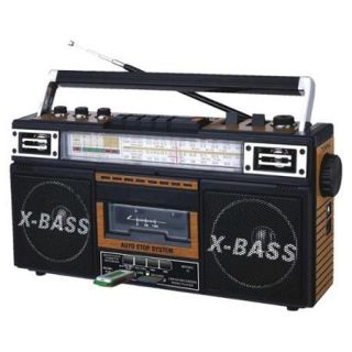 QFX AM/FM/SW1 SW2 4 Band Radio and Cassette to MP3 Converter, and Recorder with USB/SD/MP3 Player Wood
