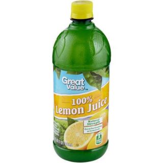 Great Value 100% Lemon Juice, 32 Fl Oz