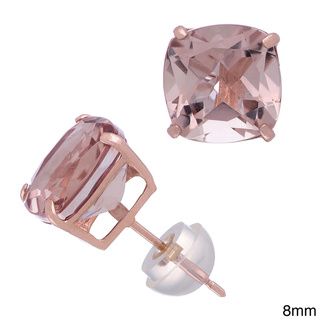 Gioelli 14k Rose Gold Simulated Morganite Stud Earrings  