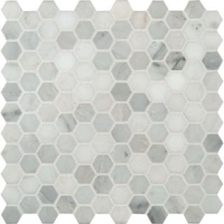 MS International Greecian White Hexagon 12 in. x 12 in. x 10 mm Polished Marble Mesh Mounted Mosaic Tile GRE 1HEXP